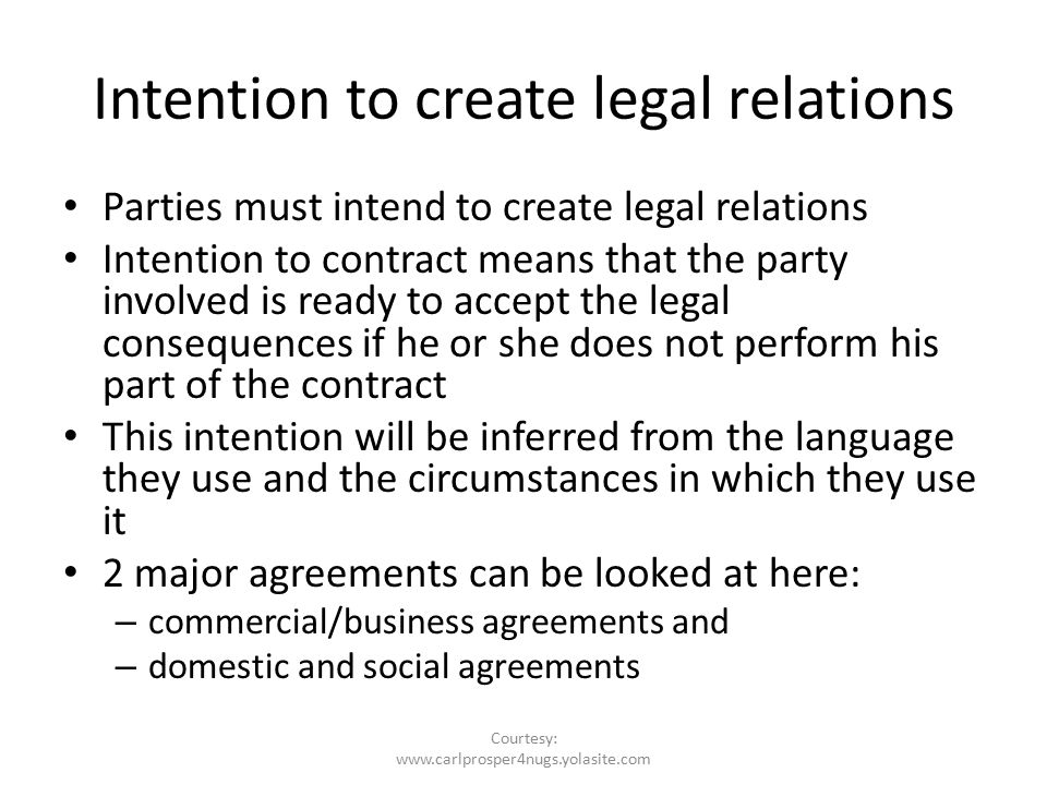 Intention to create legal relations